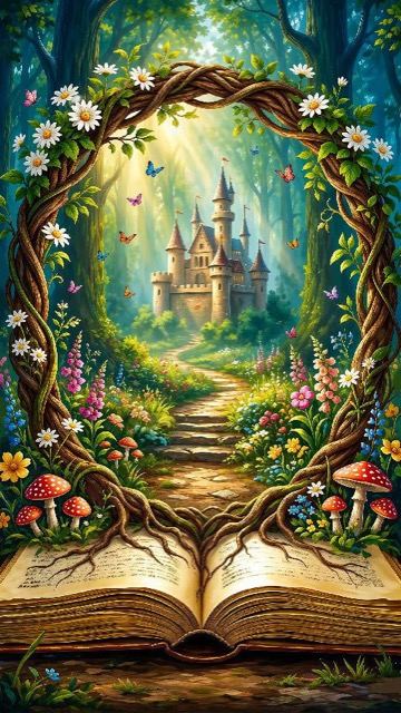 Enchanted storybook forest illustration